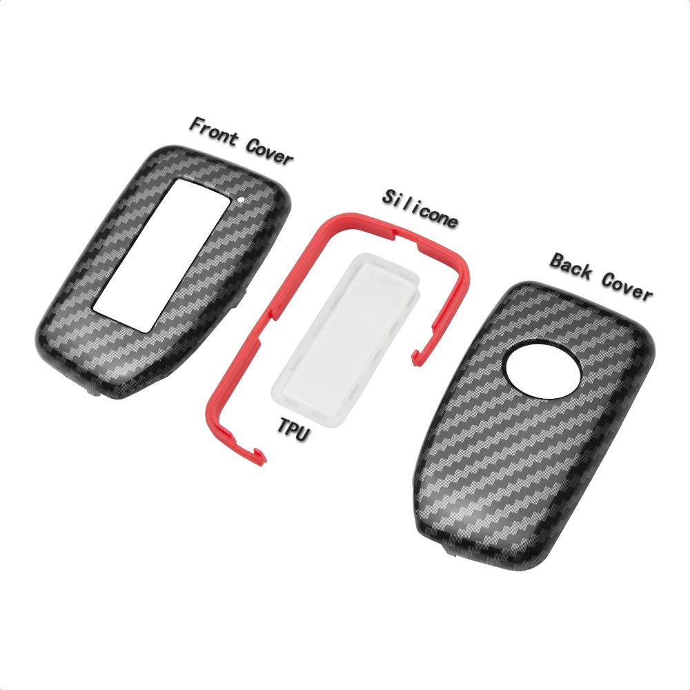 TANGSEN Smart Key Fob Case for Lexus ES GS IS LX NX RC RX Keyless Entry Carbon Fiber Red Cover - View 2 of 5