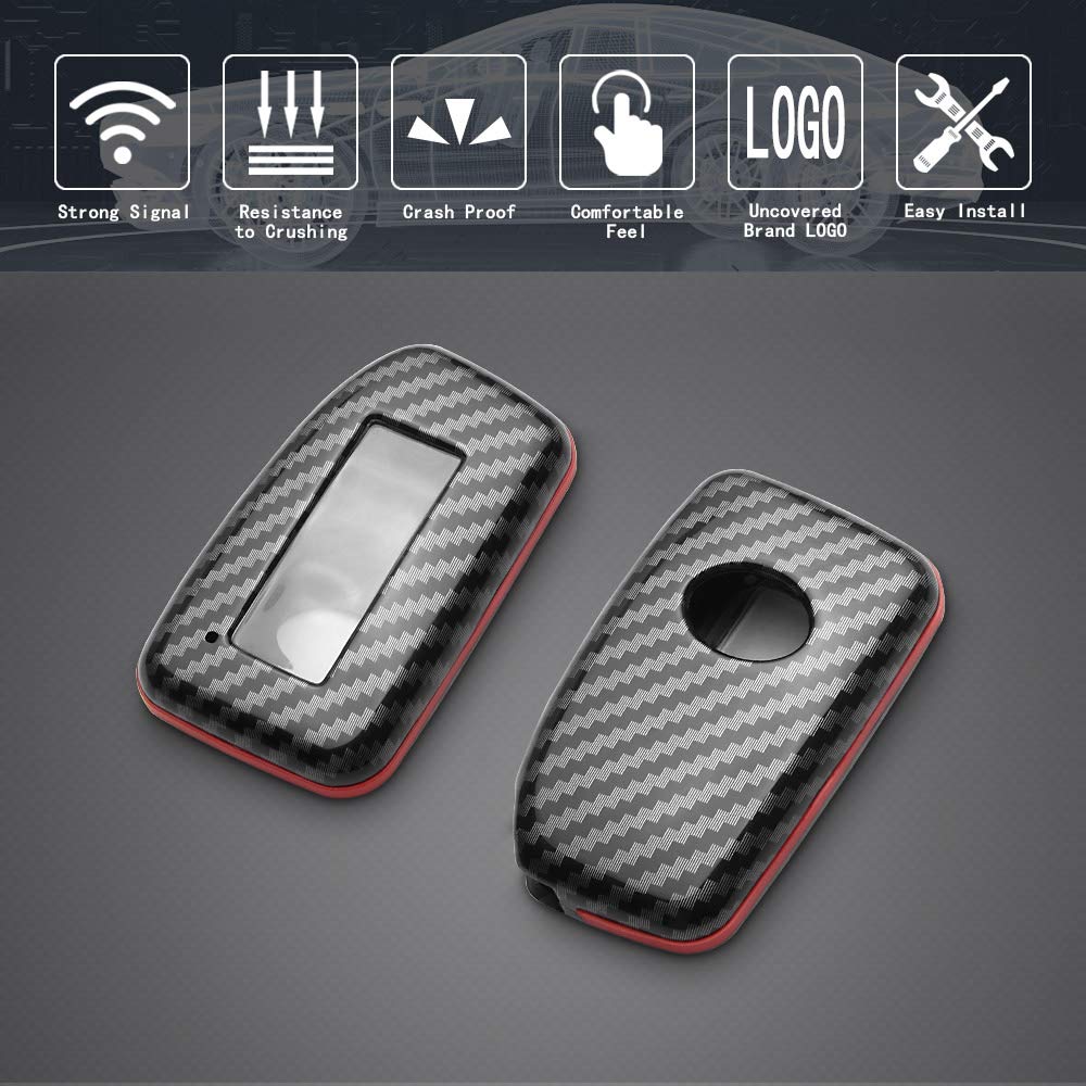 TANGSEN Smart Key Fob Case for Lexus ES GS IS LX NX RC RX Keyless Entry Carbon Fiber Red Cover - View 3 of 5