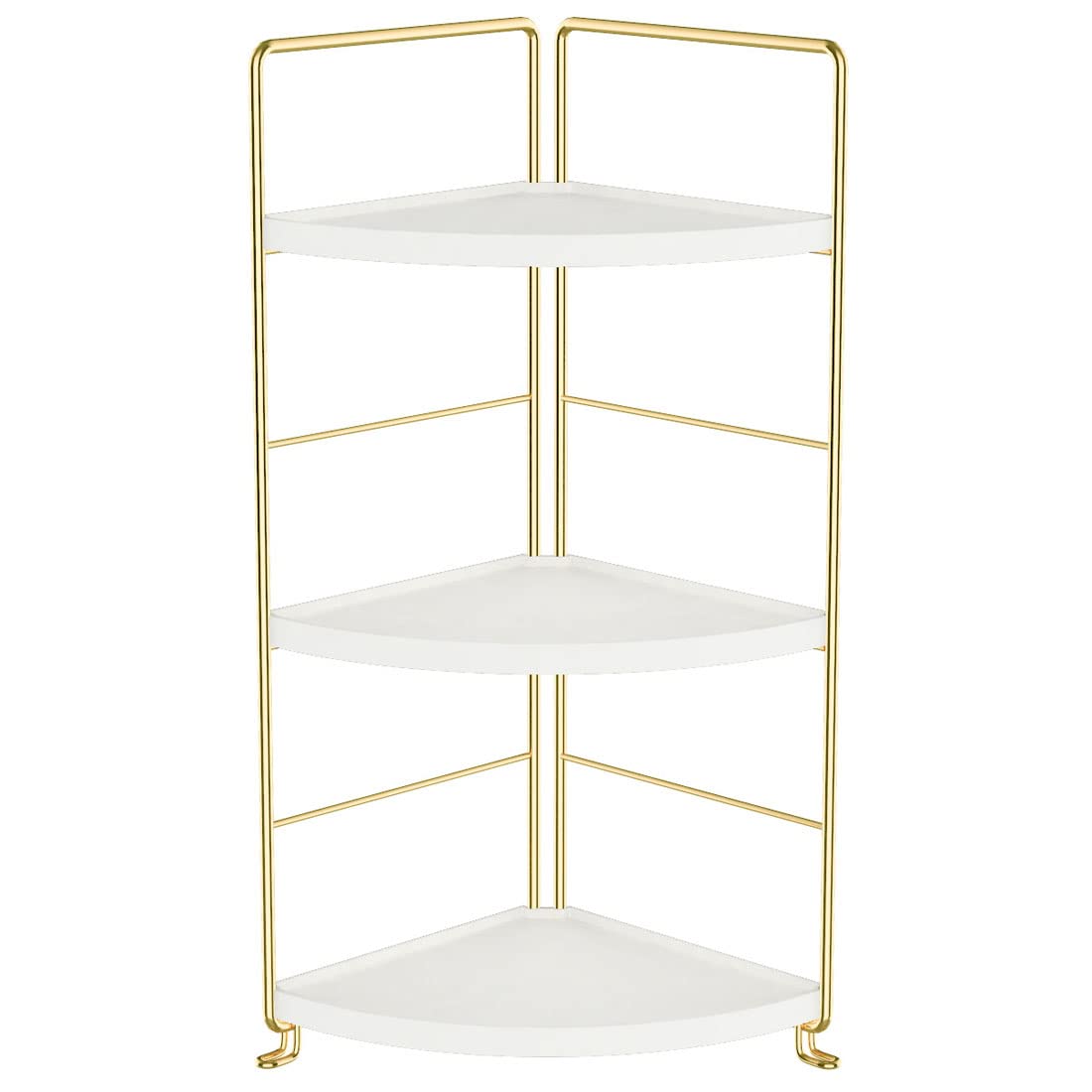 3 Tier Kitchen Spice Rack and Triangle Bathroom Countertop Storage Shelf Stackable Organizer for Kitchen and Cosmetics in Golden Finish