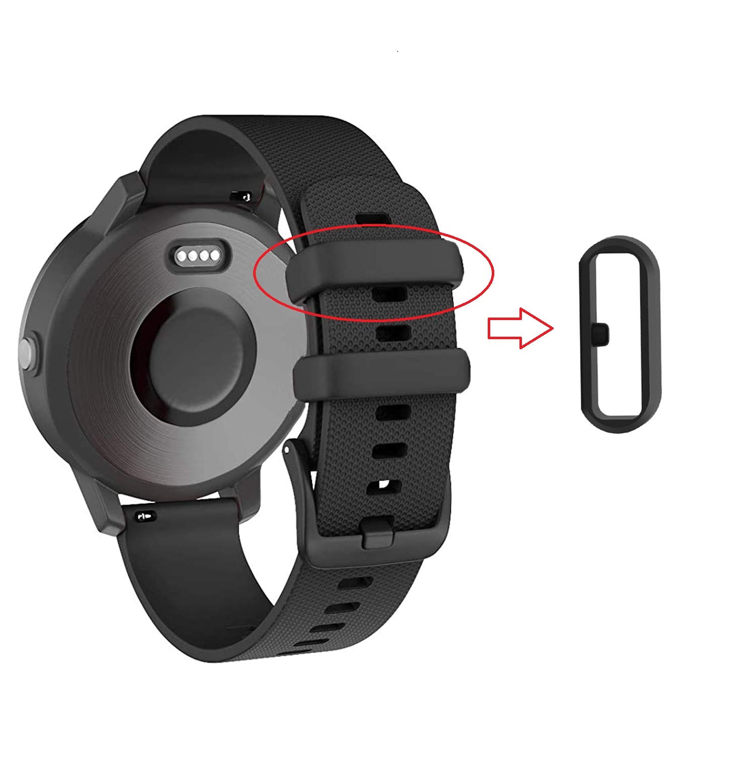 6 Pack Fastener Rings for Garmin Vivoactive Forerunner Venu Vivomove Fenix Silicone Replacement Watch Band Loop Holder Clips - View 3 of 7