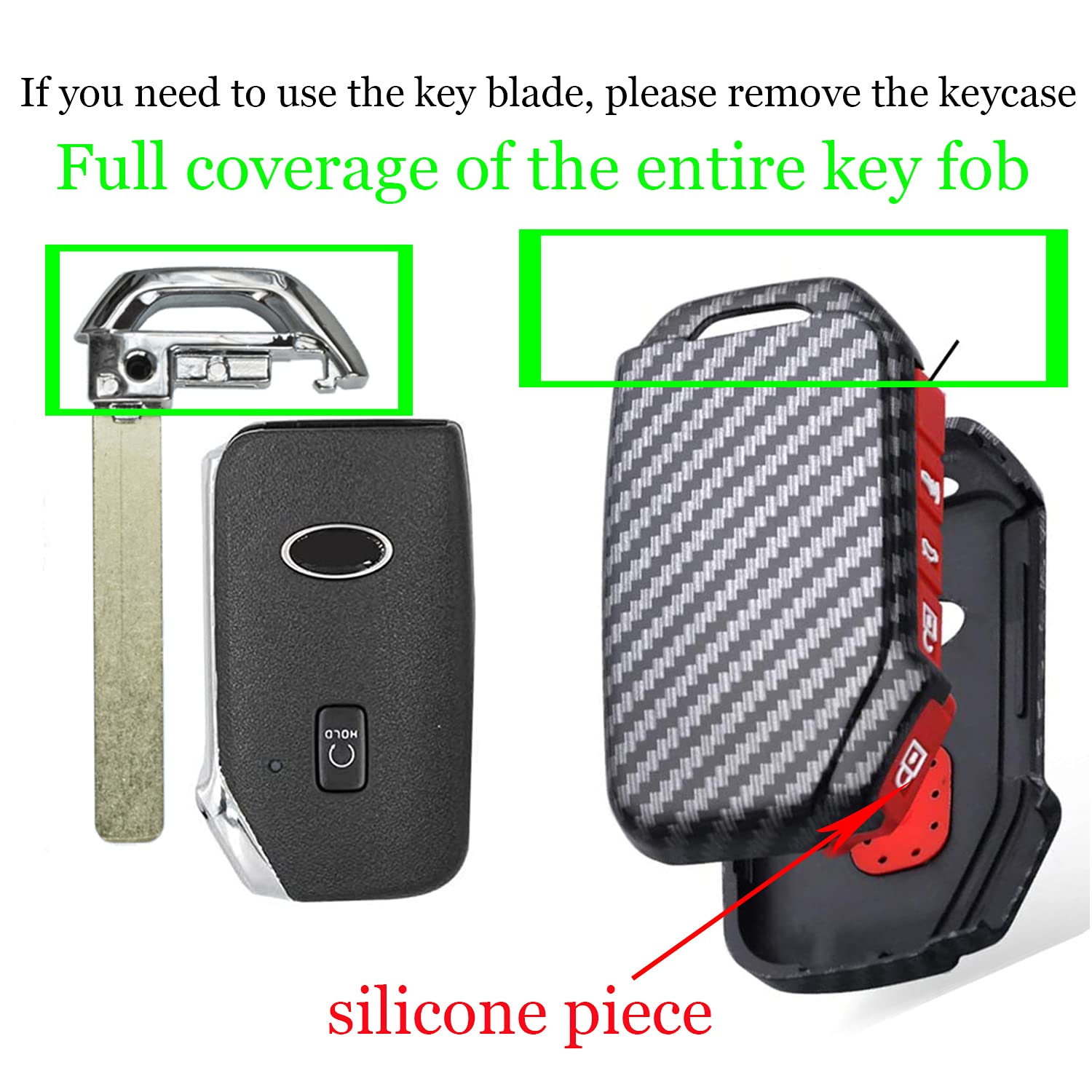 Ontto Key Fob Cover Case for Kia Remote Carbon Pattern Blue Durable Protection - View 4 of 7