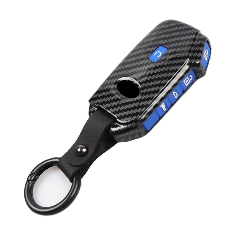Ontto Key Fob Cover Case for Kia Remote Carbon Pattern Blue Durable Protection