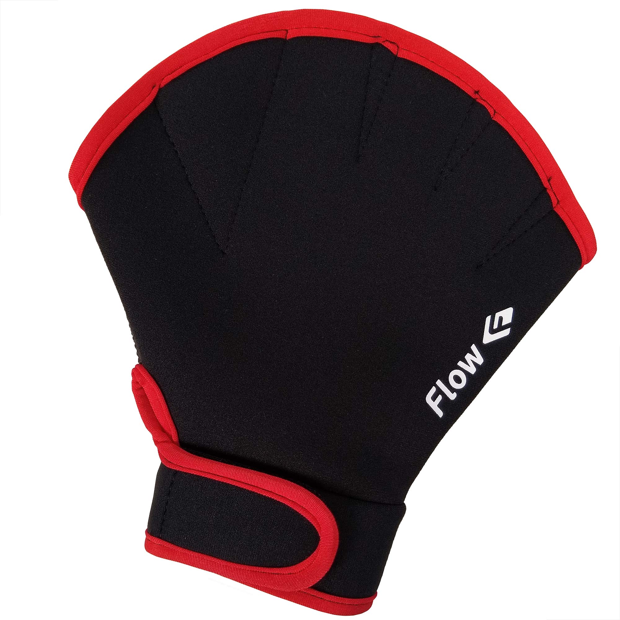 Flow Swimming Resistance Gloves for Water Aerobics and Swim Training in Black Red Small