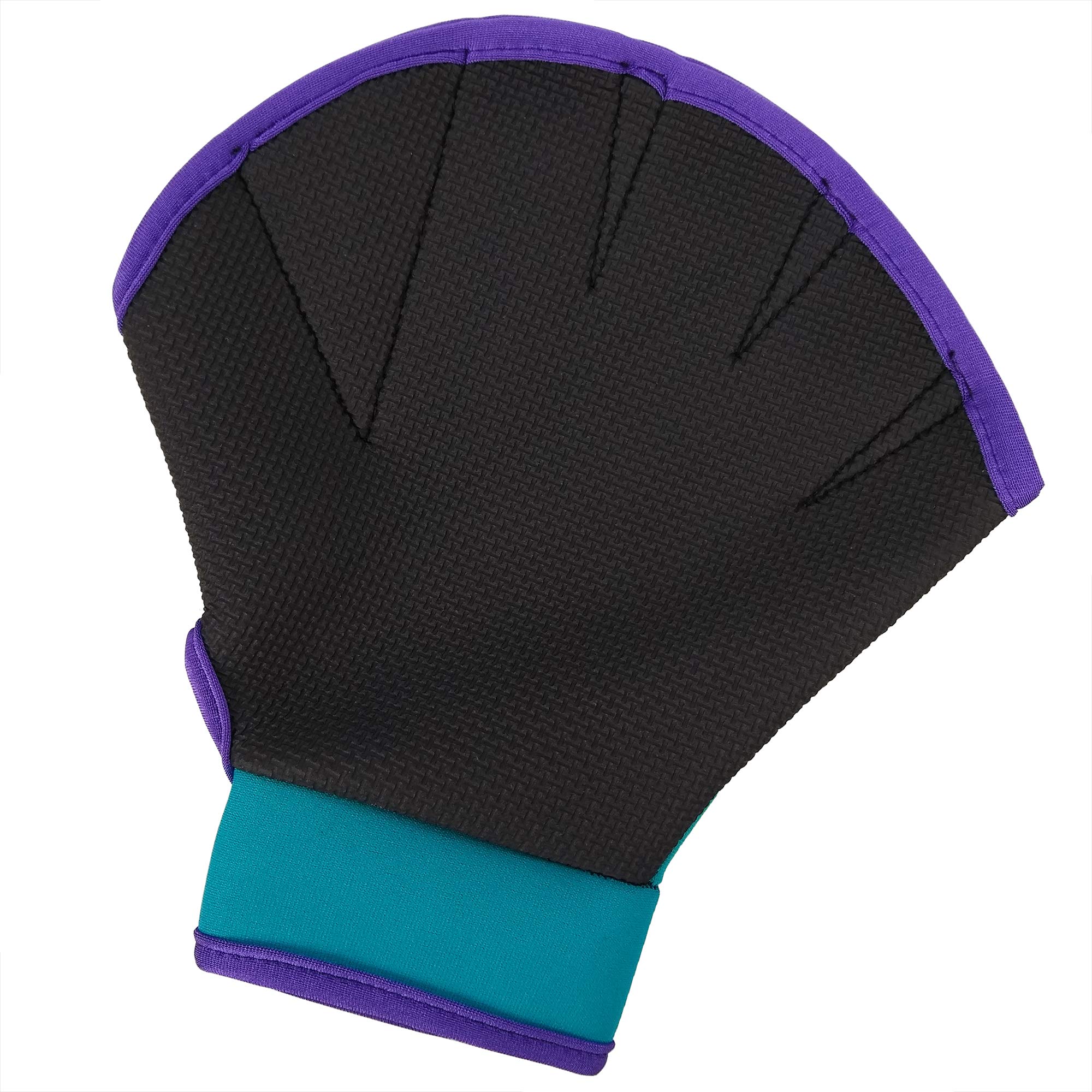 Flow Swimming Resistance Gloves Webbed Gloves for Water Aerobics Aquatic Fitness and Swim Training Aqua Purple Medium - View 2 of 3
