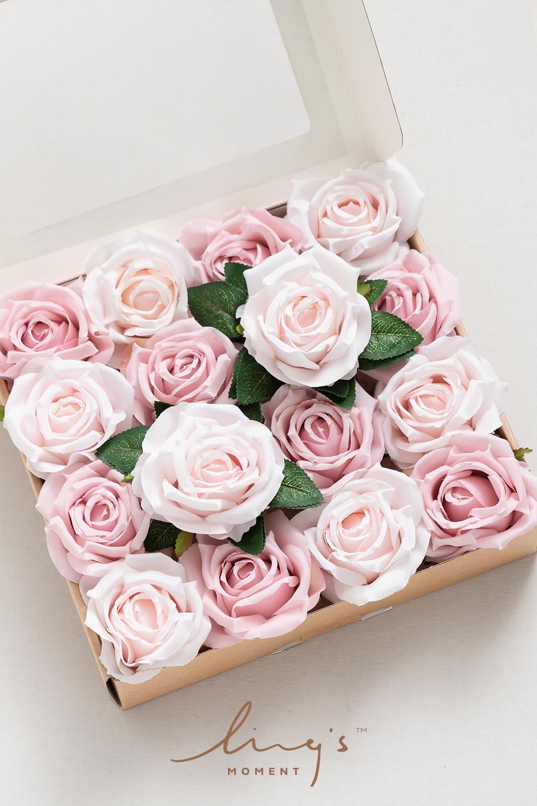 Ling's Moment 16pcs Blush Pink Silk Roses Real Look 3.5" Ombre Slate Pink Vendela Roses for DIY Wedding Bouquets Centerpieces Home Decor - View 9 of 9