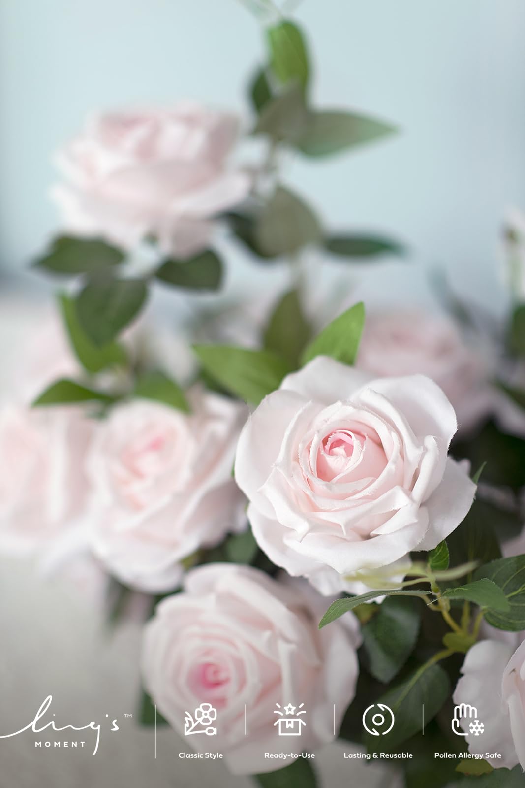 Ling's Moment 16pcs Pale Pink Silk Roses for DIY Wedding Bouquets Centerpieces Party Baby Shower Home Decoration - View 5 of 9