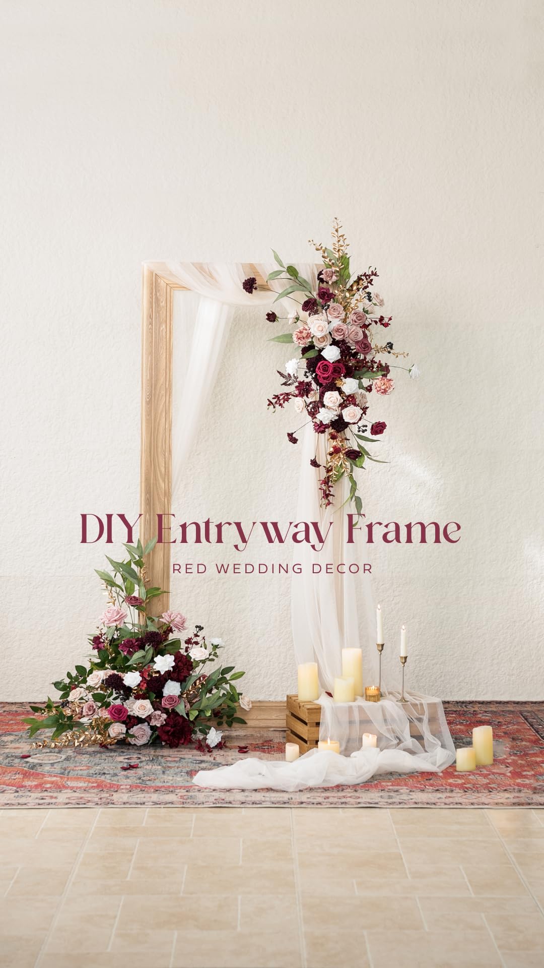 Ling's Moment 16pcs Burgundy Faux Silk Roses for DIY Wedding Bouquets Centerpieces Party Baby Shower Home Decoration - View 7 of 9