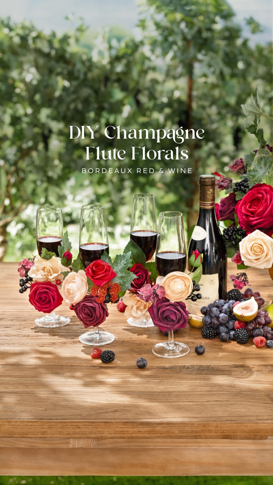 Ling's Moment 16pcs Burgundy Faux Silk Roses for DIY Wedding Bouquets Centerpieces Party Baby Shower Home Decoration - View 8 of 9