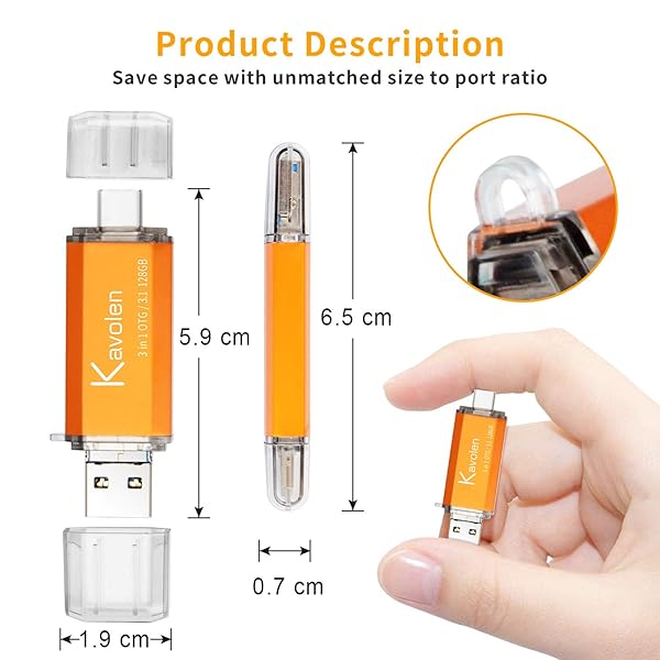 N-brand Kavolen 3 in 1 128GB High Speed Photo Backup Stick for Android Phones PC and Laptops Compatible with Samsung LG Google Pixel Huawei Moto - View 7 of 10