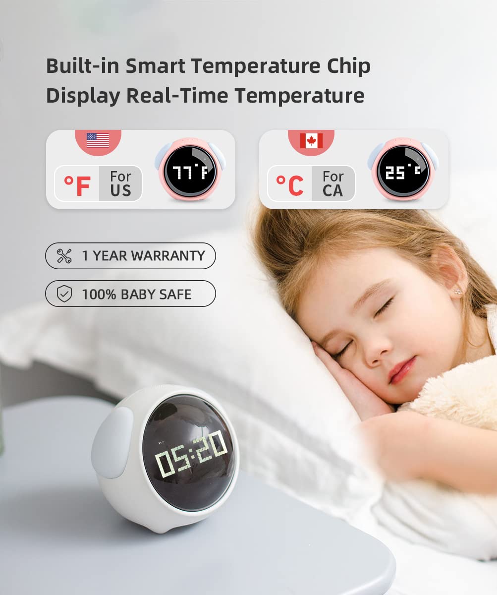MikoDream MikoDream Kids Alarm Clock with Dual Alarm Adjustable Brightness Night Light Voice Activated Temperature Detection Gift for Children - View 6 of 7