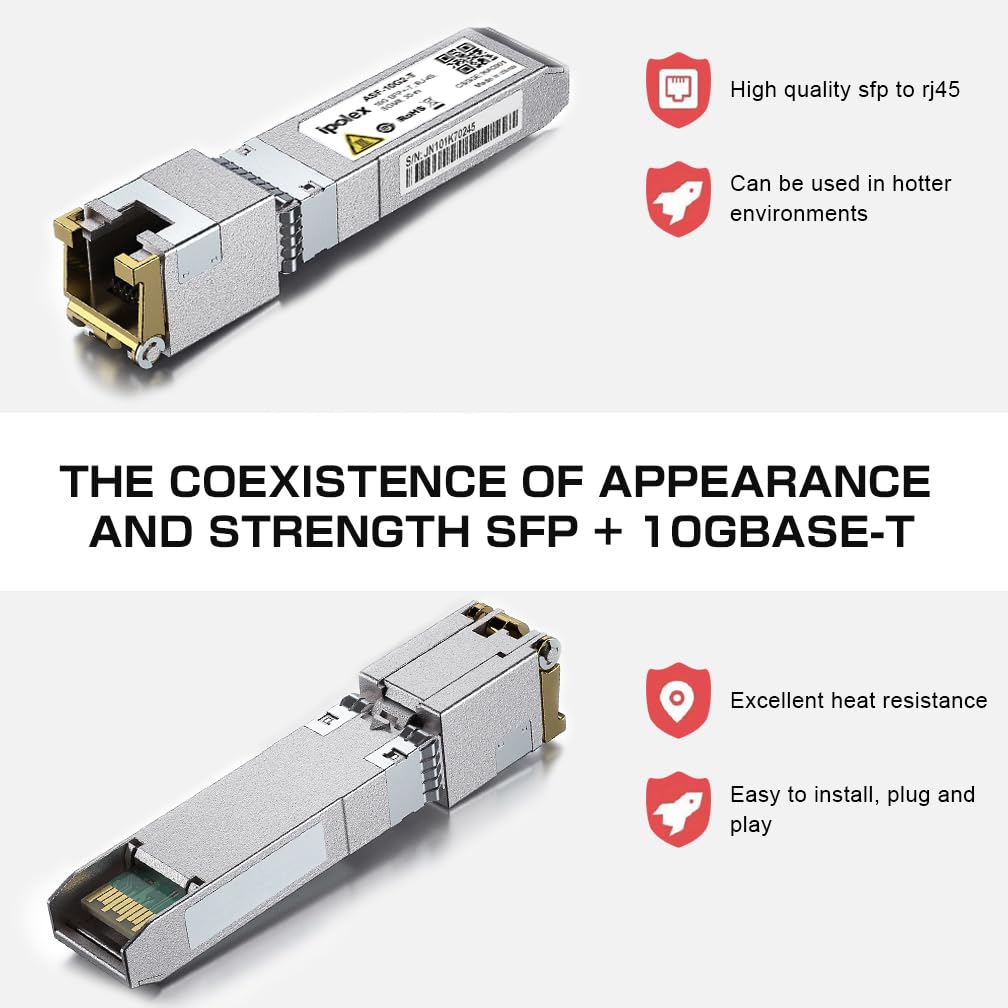 ipolex 10G SFP to RJ45 Transceiver Module Compatible with Cisco Ubiquiti Mikrotik Netgear D-Link 2 Pack for Fast Networking - View 4 of 6