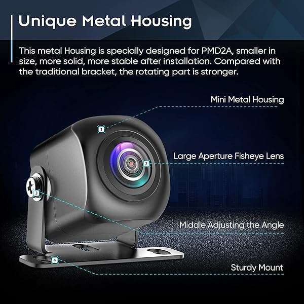 Pixelman PixelMan PMD2A Backup Camera, Upgrade HD Metal 170 Degree Wide Angle Rear View Reversing Camera,Super Night Vision IP69 Waterproof Universal Reverse Rearview Cam for Car Vehicle SUV RV Pickup - View 5 of 11