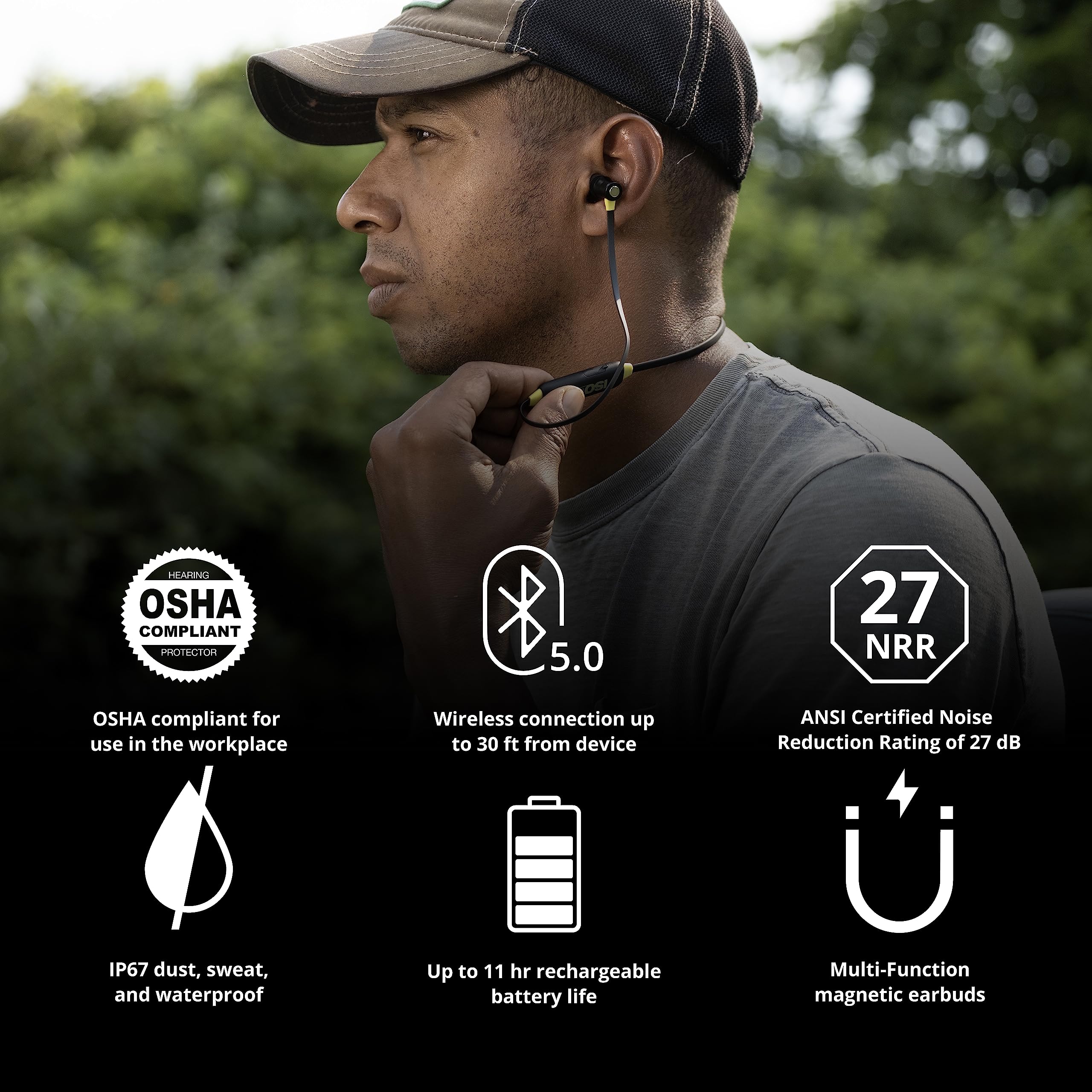 ISOtunes Xtra 2.0 Earplug Earbuds OSHA Compliant Bluetooth Hearing Protection with 27 dB NRR and 11 Hour Battery Life - View 4 of 9