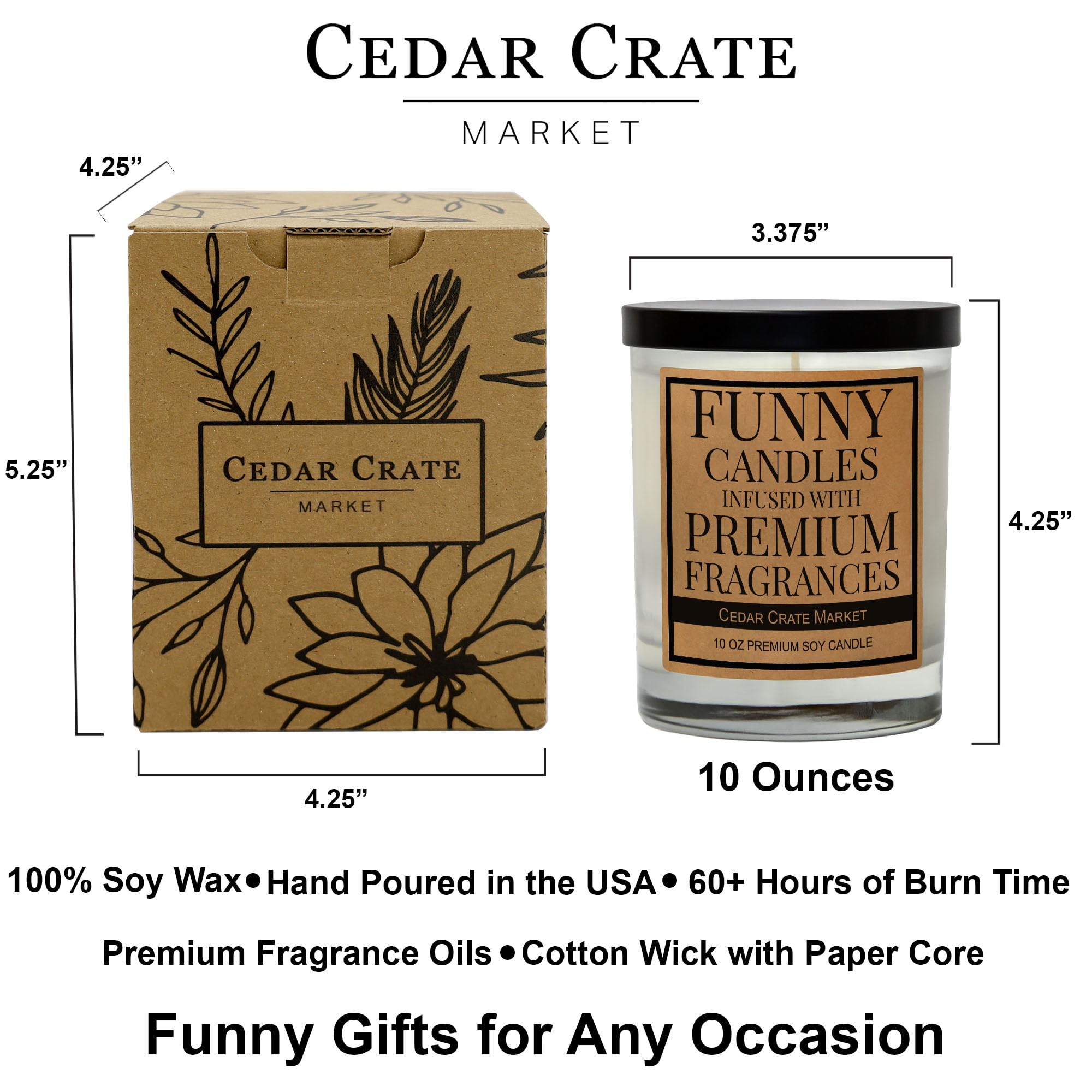 Cedar Crate Market Fart Extinguisher Scented Soy Candle 10 Oz Glass Jar Funny Decorative Candle with Bamboo Cypress and Musk Fragrance - View 3 of 6