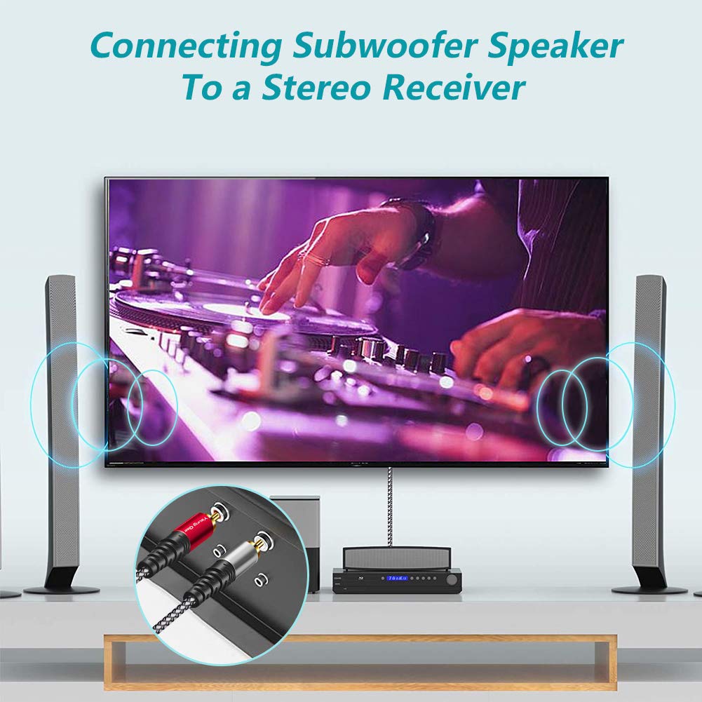 Yeung Qee 30 ft RCA Cable 2RCA Male to 2RCA Male Audio Stereo Subwoofer Cord for Home Theater HDTV Amplifiers Hi-Fi Systems Speakers - View 5 of 7