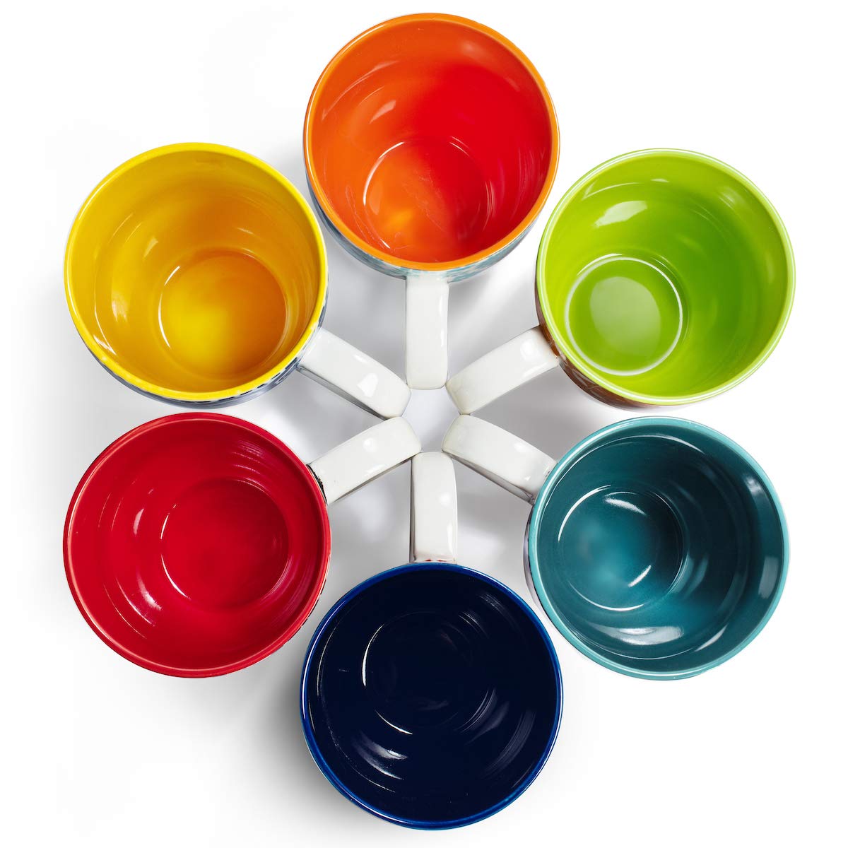 Annovero Large Coffee Mug Set of 6 Porcelain Cups Microwave Dishwasher Safe Chip Resistant for Tea Cocoa or Hot Chocolate 16 Ounce Capacity - View 8 of 8