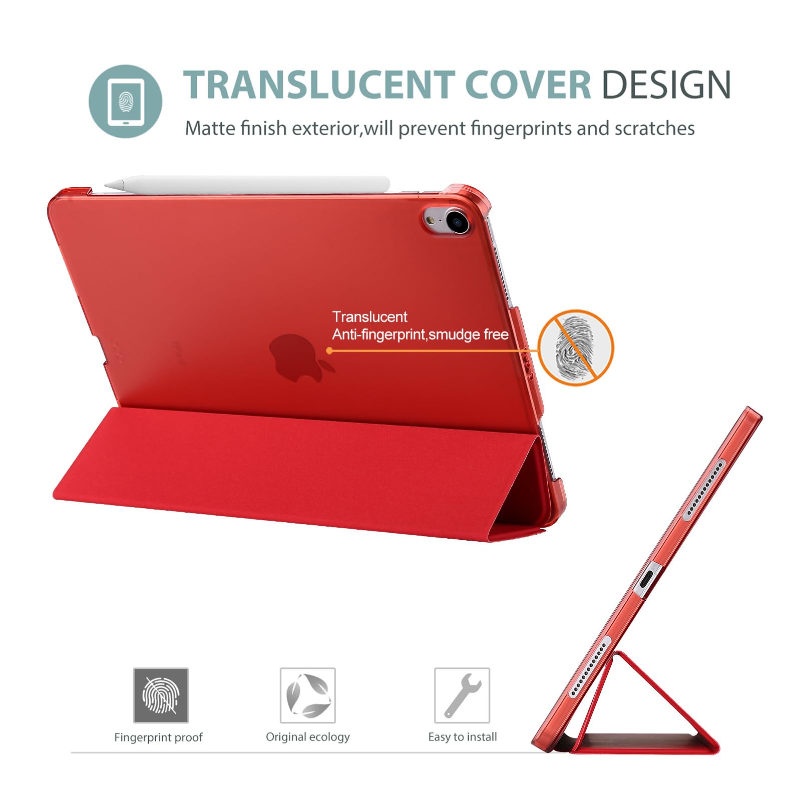 ProCase ProCase Smart Case for iPad Air 11 inch M3 M2 2025 2024 10.9 inch Air 5th 4th 2022 2020 Protective Cover Red - View 4 of 9