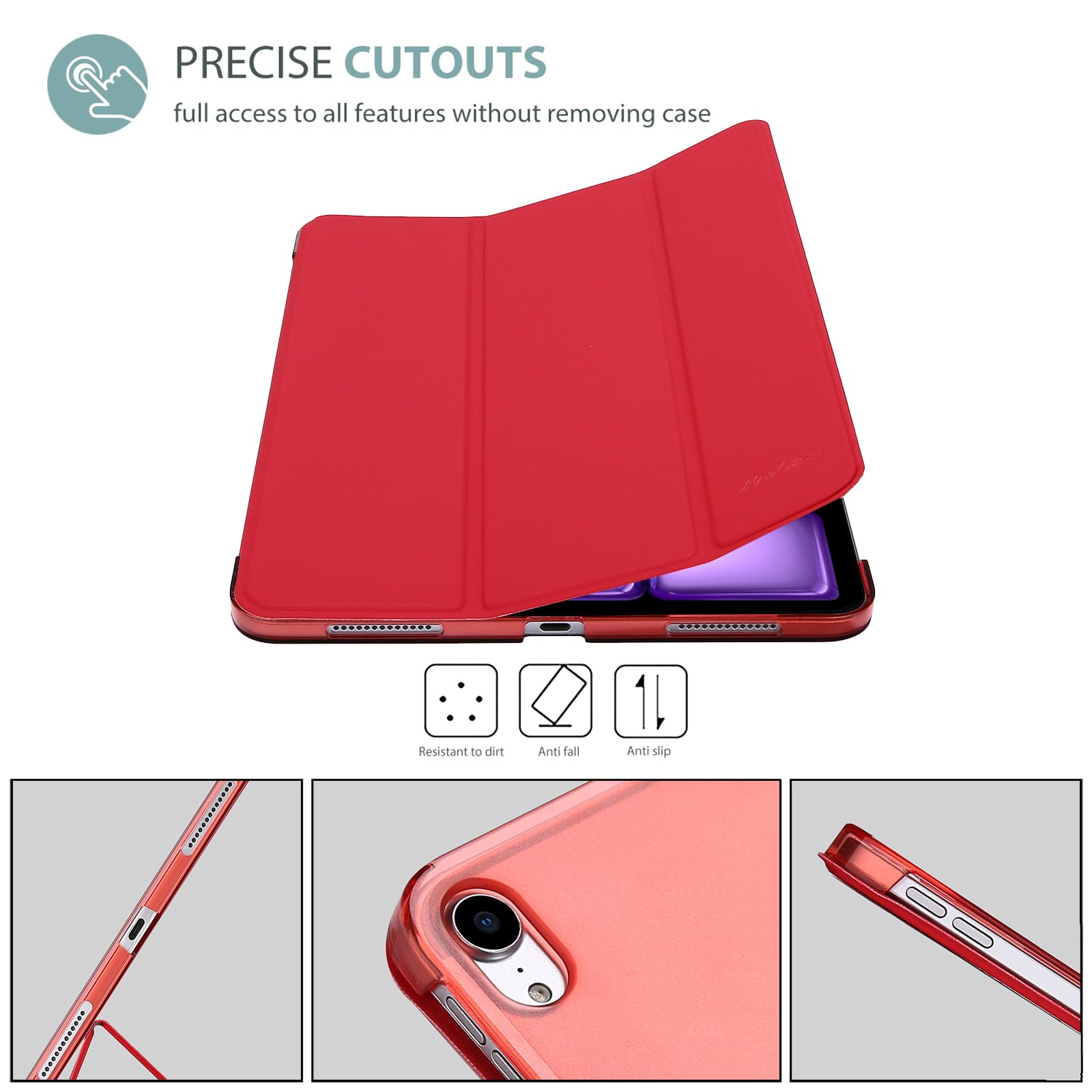 ProCase ProCase Smart Case for iPad Air 11 inch M3 M2 2025 2024 10.9 inch Air 5th 4th 2022 2020 Protective Cover Red - View 6 of 9