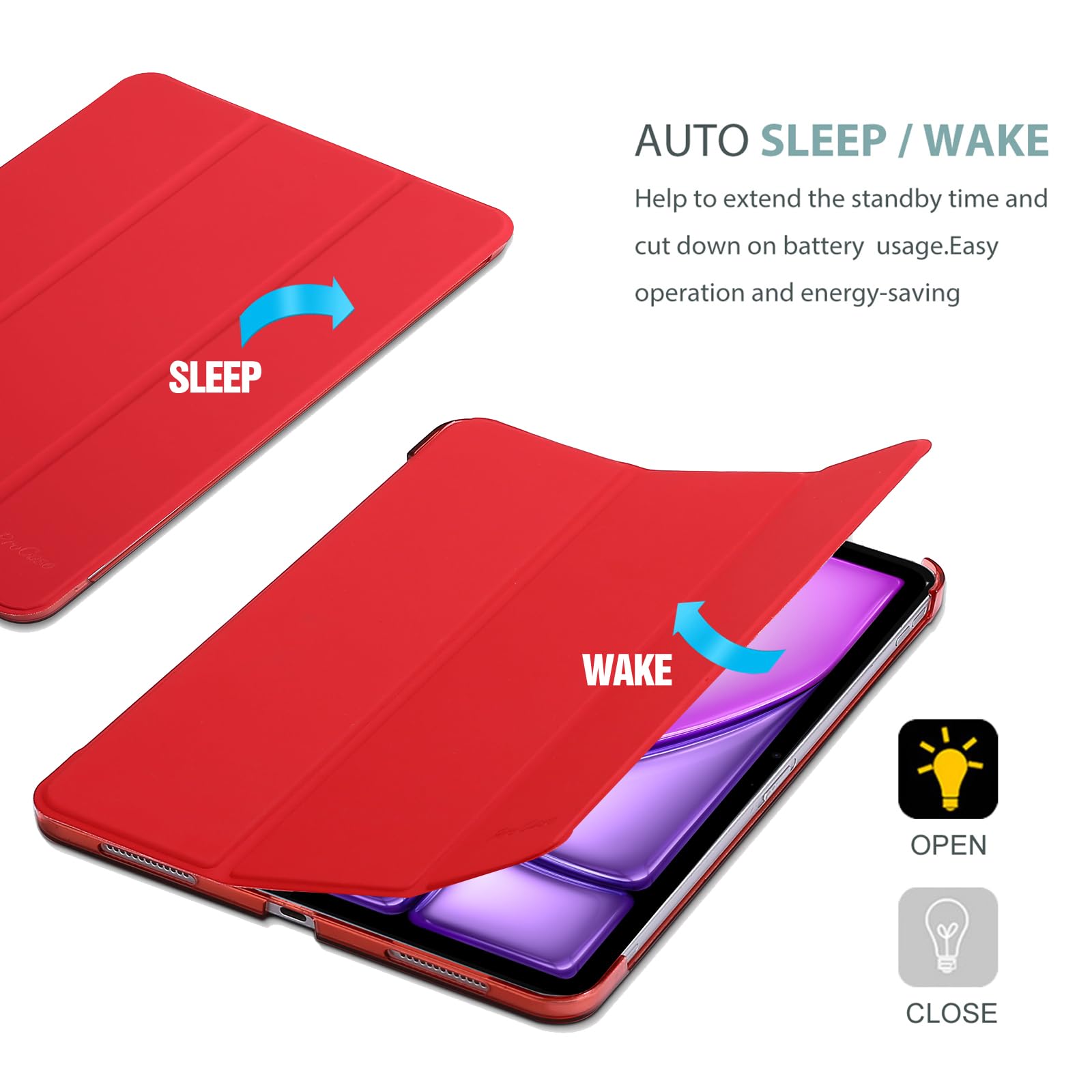 ProCase ProCase Smart Case for iPad Air 11 inch M3 M2 2025 2024 10.9 inch Air 5th 4th 2022 2020 Protective Cover Red - View 7 of 9