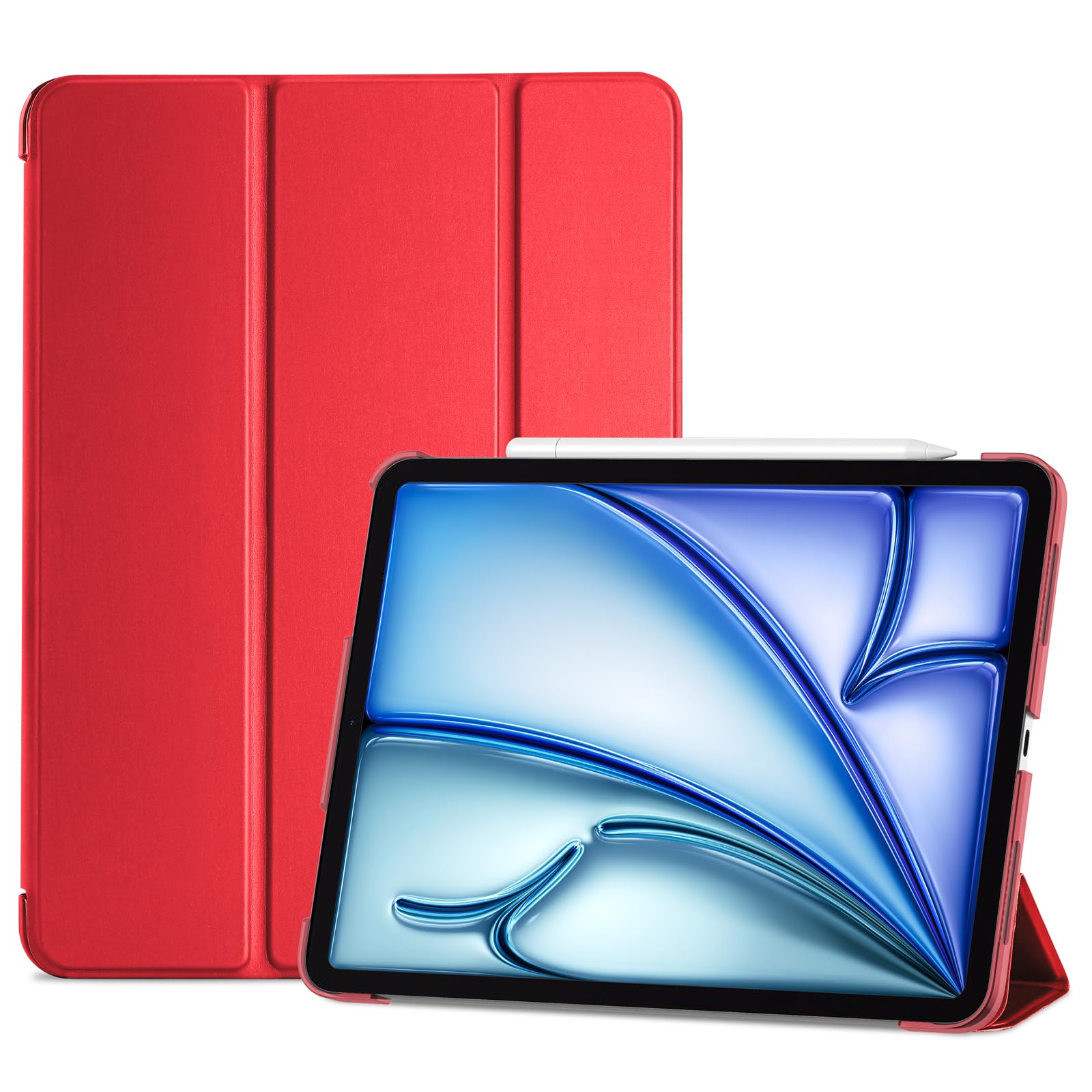 ProCase Smart Case for iPad Air 11 inch M3 M2 2025 2024 10.9 inch Air 5th 4th 2022 2020 Protective Cover Red
