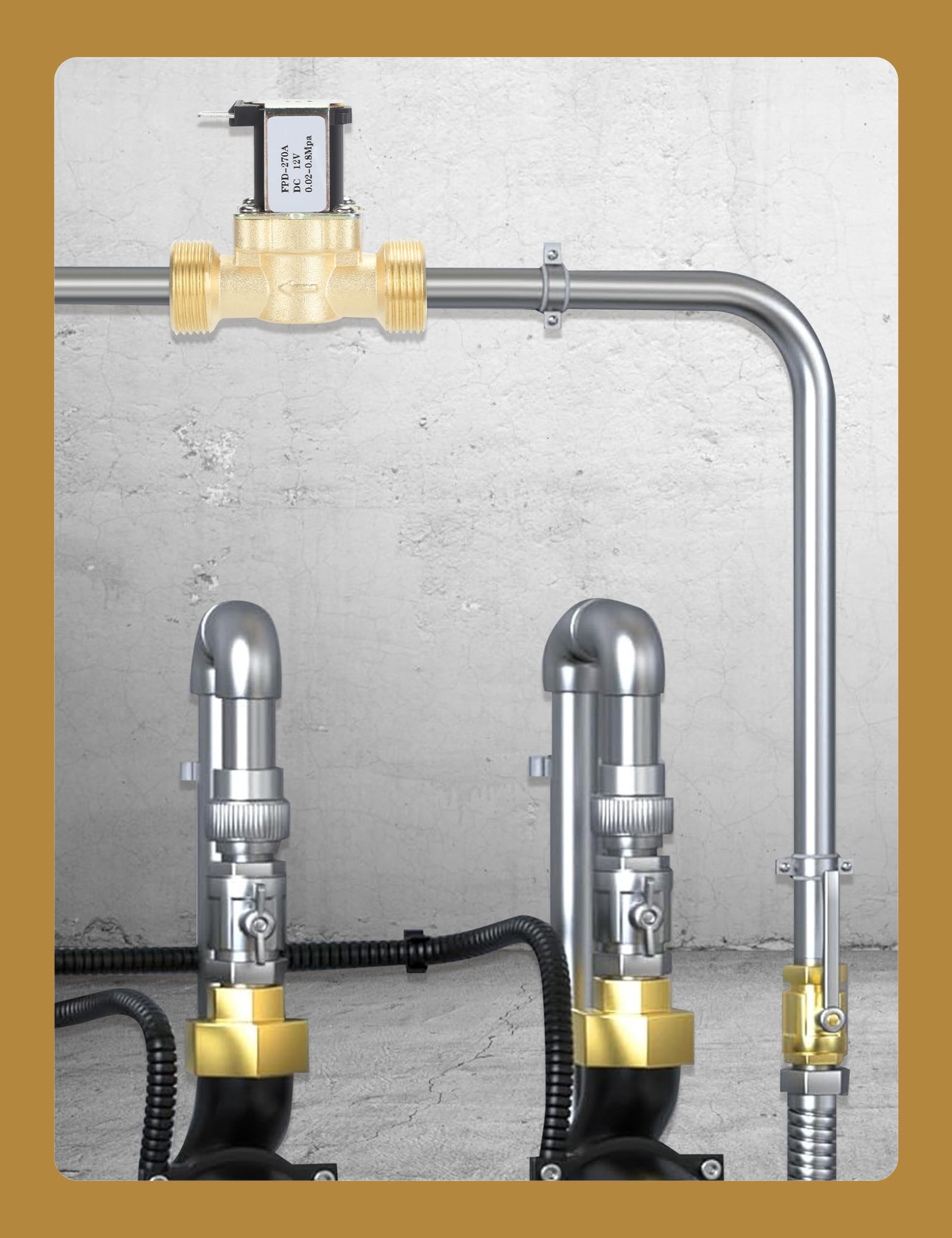 Normally Closed Electric Water Shut Off Valve Brass Solenoid Magnetic Valve Water Inlet Switch 3/4 Inch DC 12V for Water Control - View 7 of 8