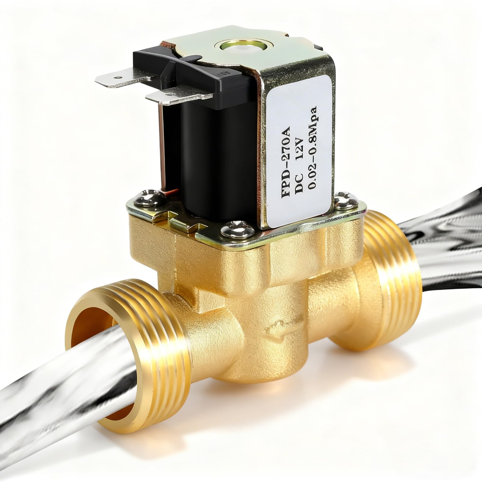 Normally Closed Electric Water Shut Off Valve Brass Solenoid Magnetic Valve Water Inlet Switch 3/4 Inch DC 12V for Water Control
