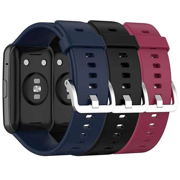 TenCloud TenCloud Bands for Huawei Watch Fit - Stylish Wristbands for Men & Women (Black, Wine Red, Navy Blue)