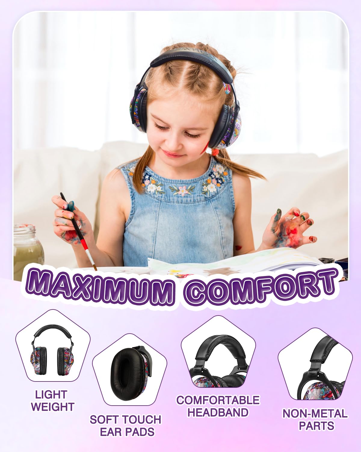 ZOHAN ZOHAN EM030 Kids Ear Protection Safety Ear Muffs Adjustable Noise Reduction for Children with Sensory Issues Concerts Fireworks Air Shows - View 5 of 9