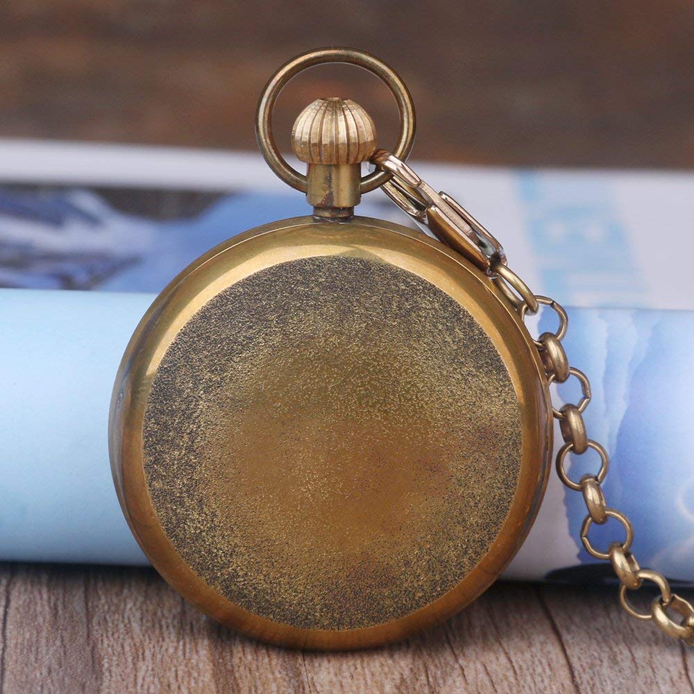 Tiong Vintage Copper Design Hand Winding Mechanical Pocket Watch for Men - View 3 of 8