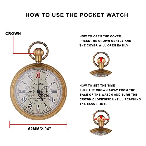 Tiong Vintage Copper Design Hand Winding Mechanical Pocket Watch for Men - View 7 of 8