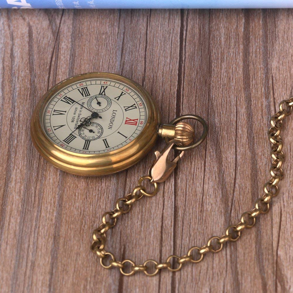 Tiong Vintage Copper Design Hand Winding Mechanical Pocket Watch for Men - View 8 of 8
