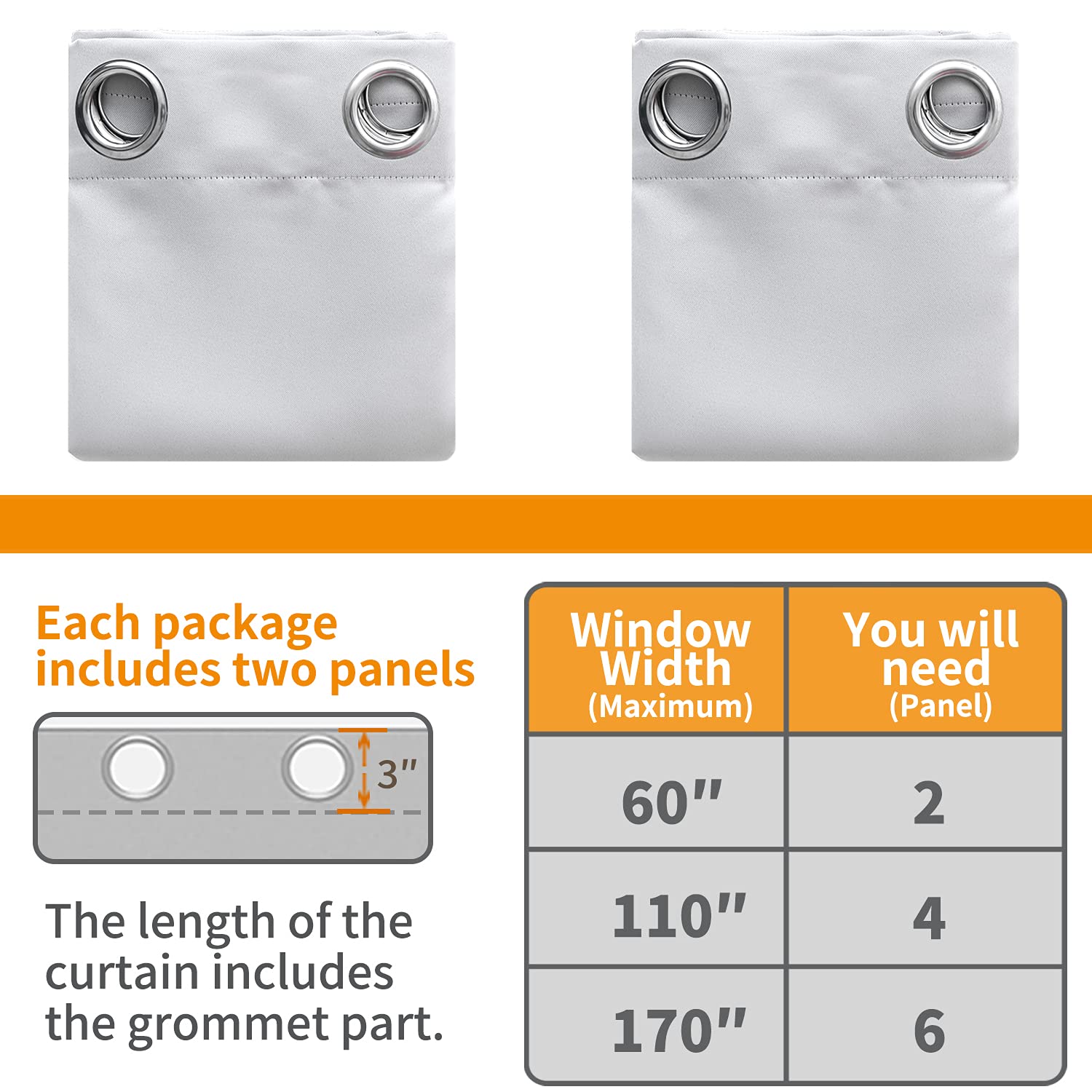 YoungsTex Blackout Curtains for Bedroom Thermal Insulated Grommet Top Room Darkening Noise Reducing 2 Panels 42 x 63 Inch Greyish White - View 5 of 7