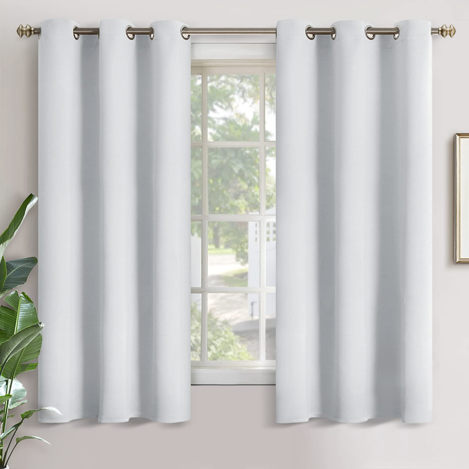 YoungsTex Blackout Curtains for Bedroom Thermal Insulated Grommet Top Room Darkening Noise Reducing 2 Panels 42 x 63 Inch Greyish White