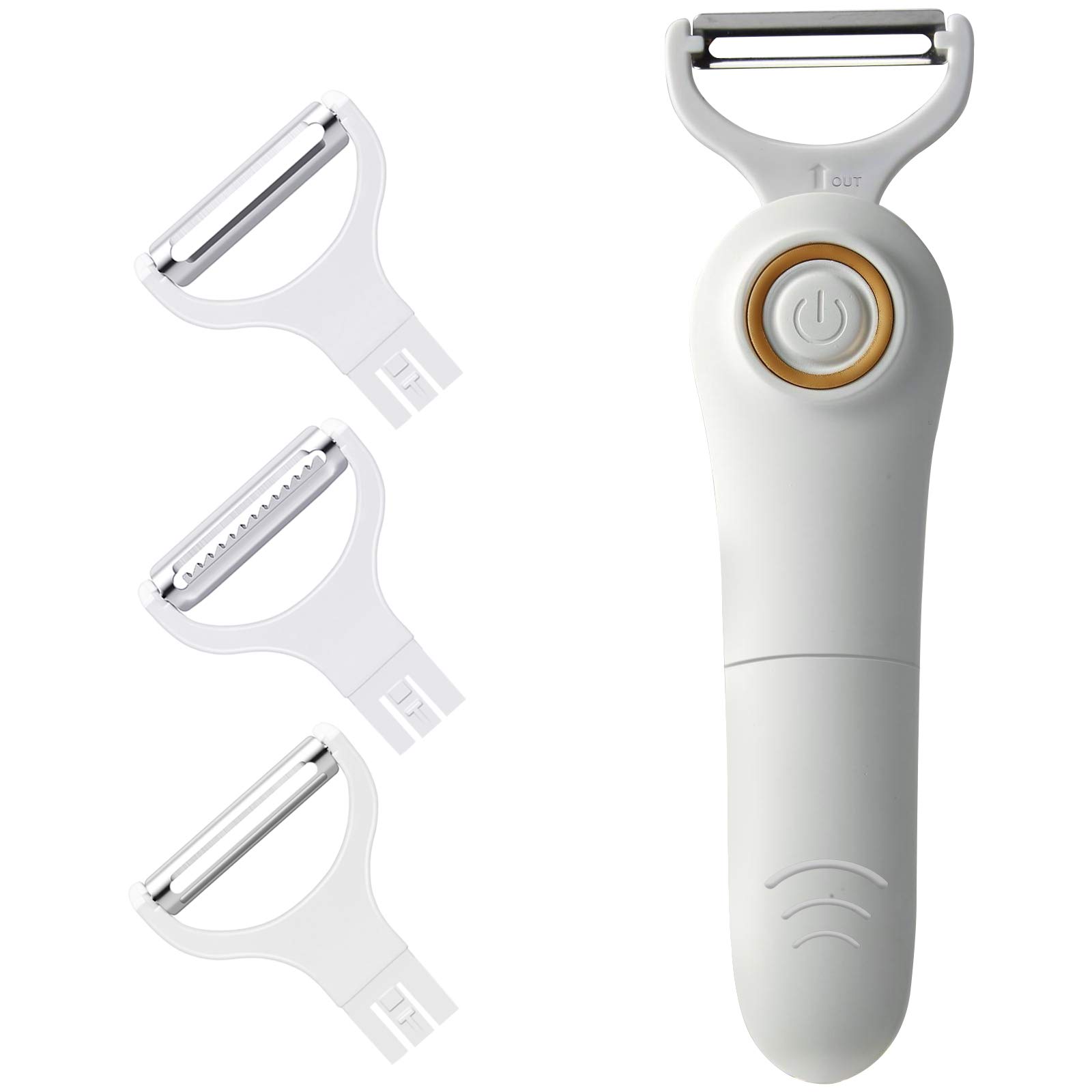 Electric Fruit Vegetable Peeler Handheld Potato Peeler Pro Set with 3 Blades for Apple Potato Carrot Cucumber Kitchen Tool