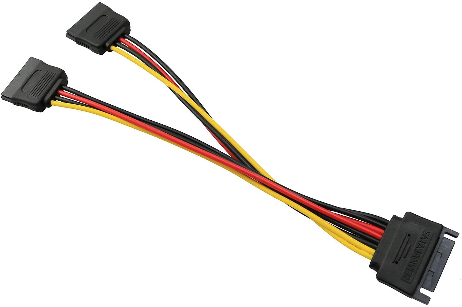 Longdex SATA Power Extension Cable 5PCS 20cm 15-Pin Male to 2 x 15P Female Y Splitter Adapter for Easy Power Connection - View 3 of 5