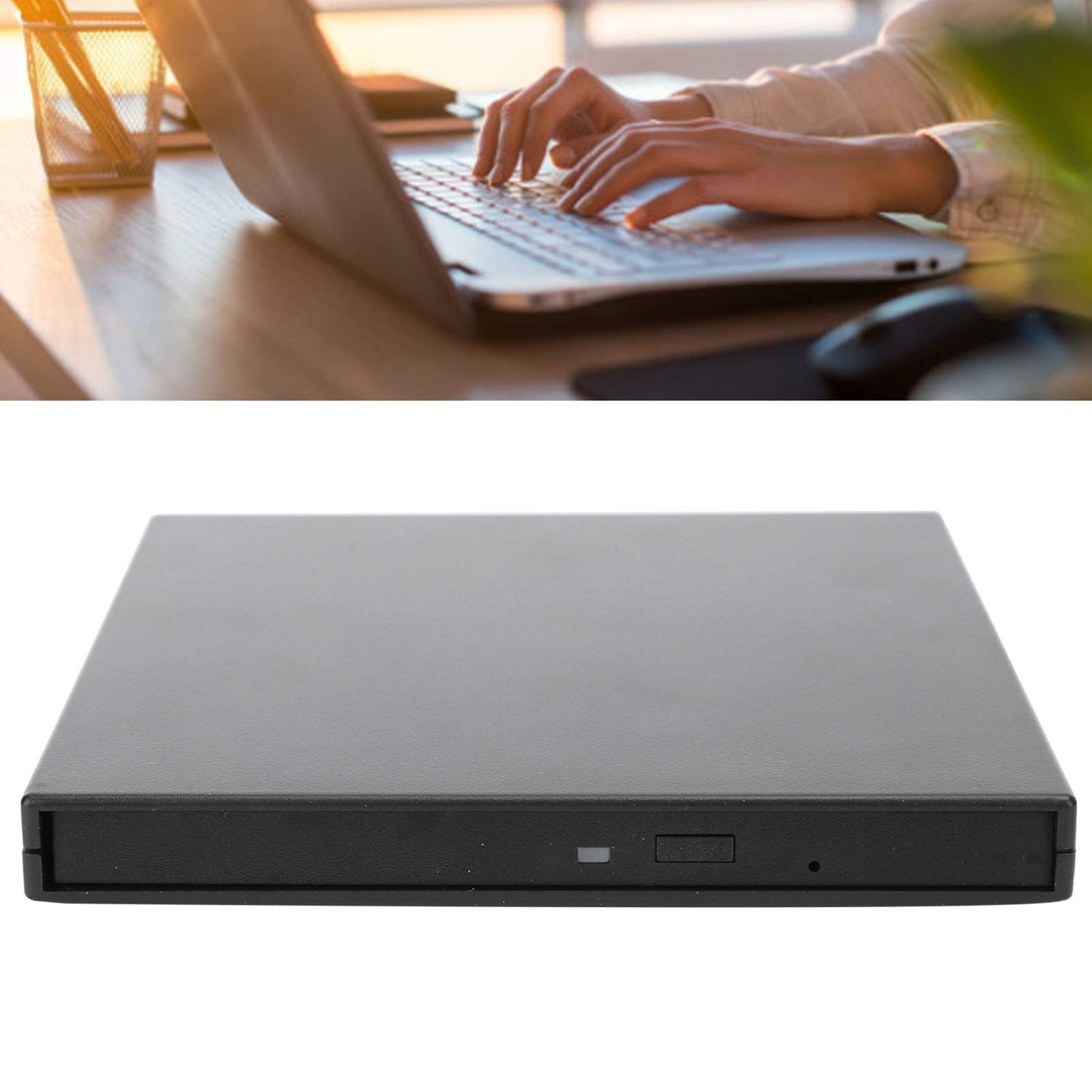 125 125 External CD Drive: 9.5mm SATA Optical Drive Case for PC & Laptop Storage (Black) - View 5 of 9