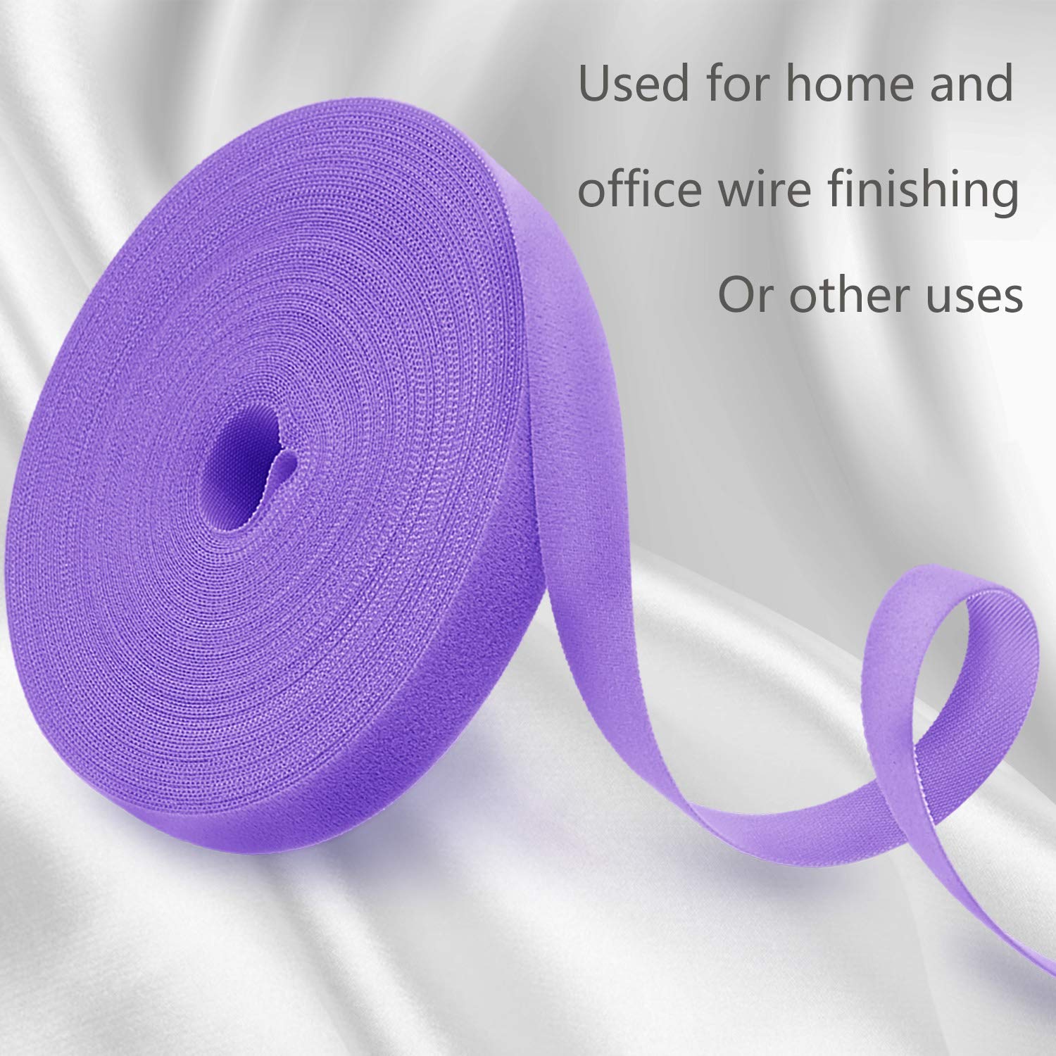 Saisn Reusable Fastening Tape Cable Ties 3/4 Inch Double Sided Hook Roll 25 Yard Purple for Organizing Cables and Wires - View 5 of 7