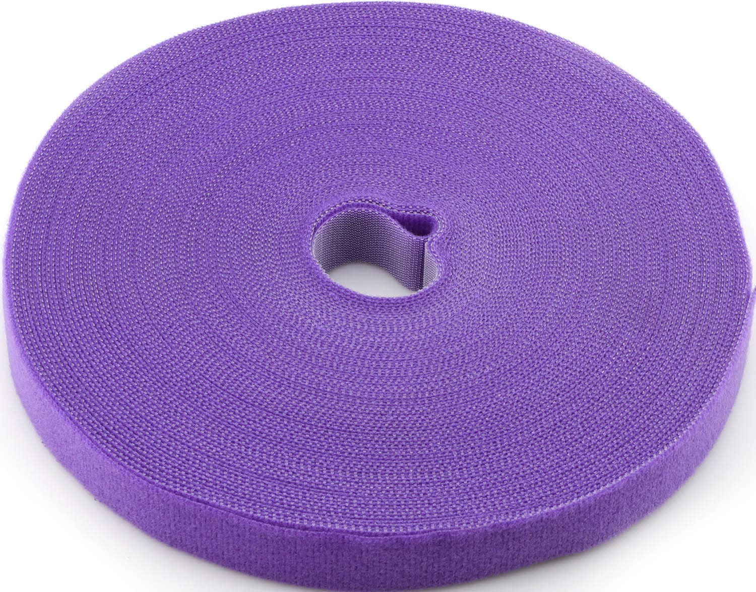 Saisn Reusable Fastening Tape Cable Ties 3/4 Inch Double Sided Hook Roll 25 Yard Purple for Organizing Cables and Wires