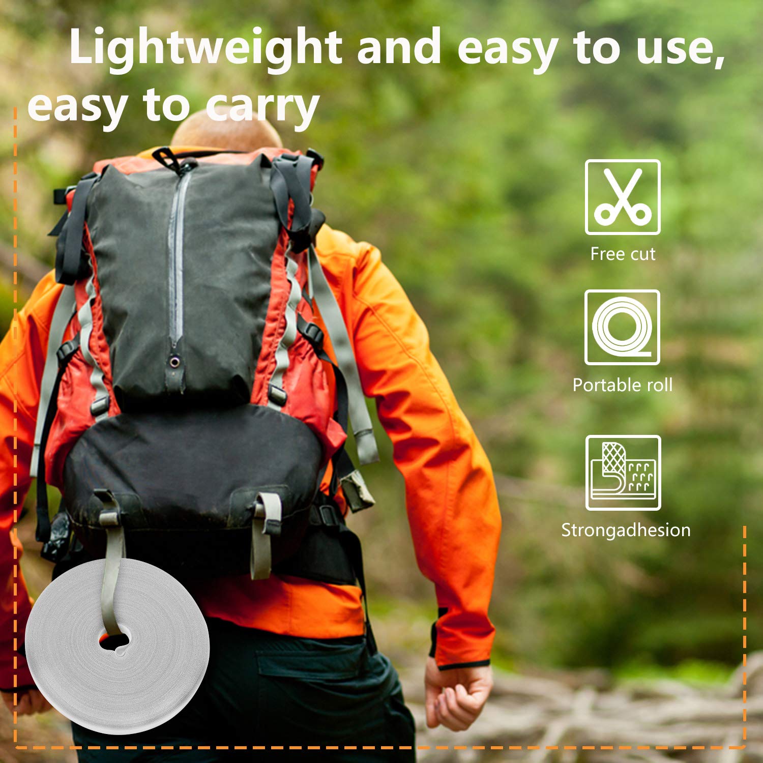 Saisn Reusable Fastening Tape Cable Ties 3/4 Inch Double Sided Hook Roll 25 Yard Grey for Organizing Cables and Wires - View 7 of 7