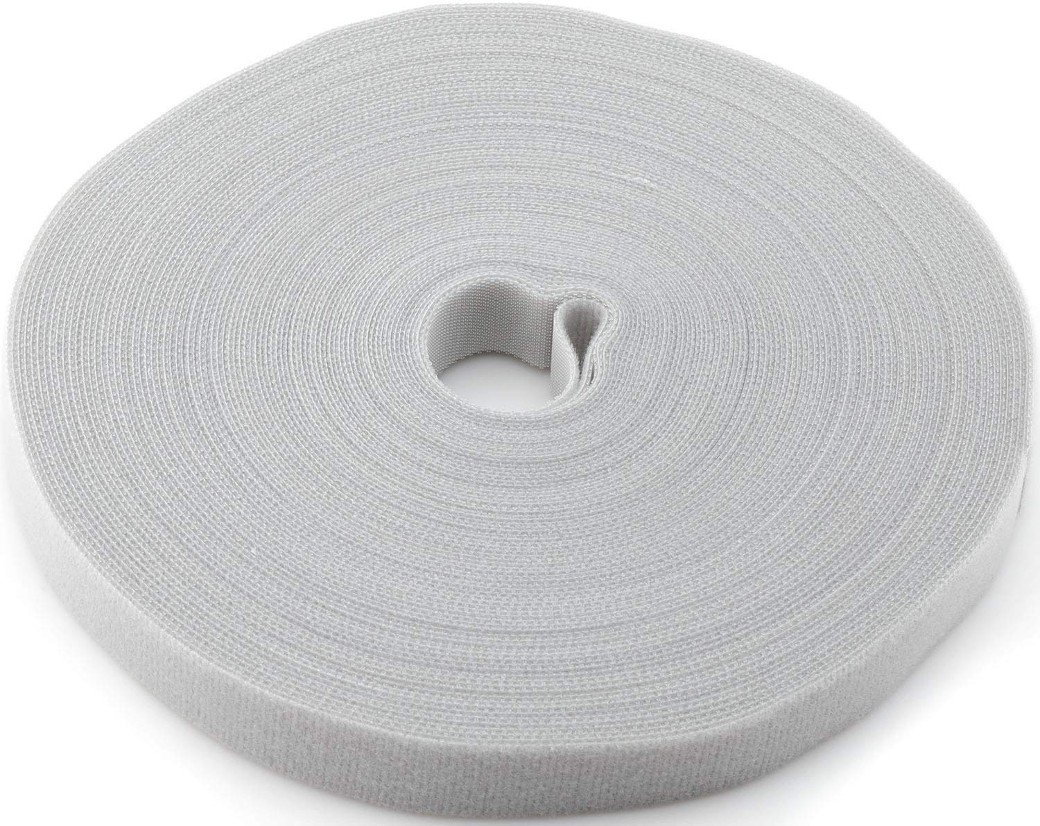 Saisn Reusable Fastening Tape Cable Ties 3/4 Inch Double Sided Hook Roll 25 Yard Grey for Organizing Cables and Wires