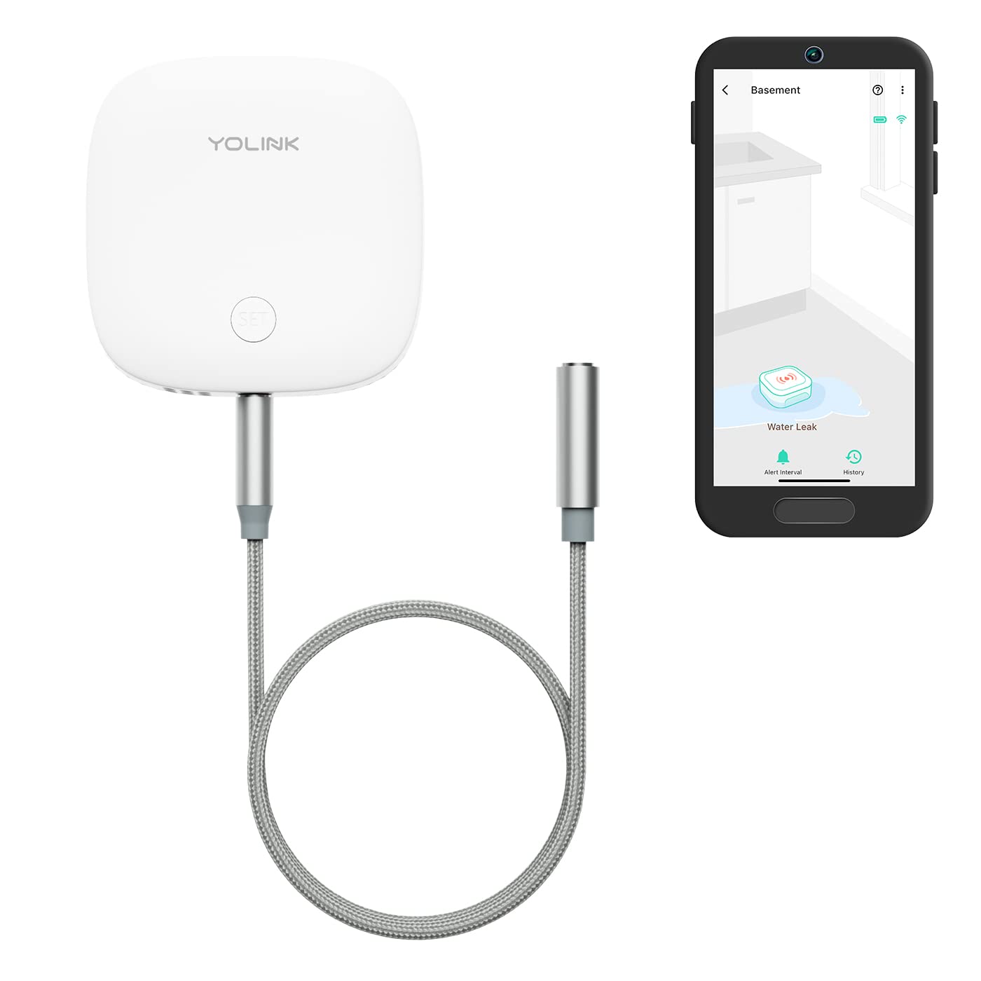 YoLink Water Leak Sensor: 1/4 Mile Range, 105dB Siren, Alexa & IFTTT Compatible - Ultimate Smart Home Protection