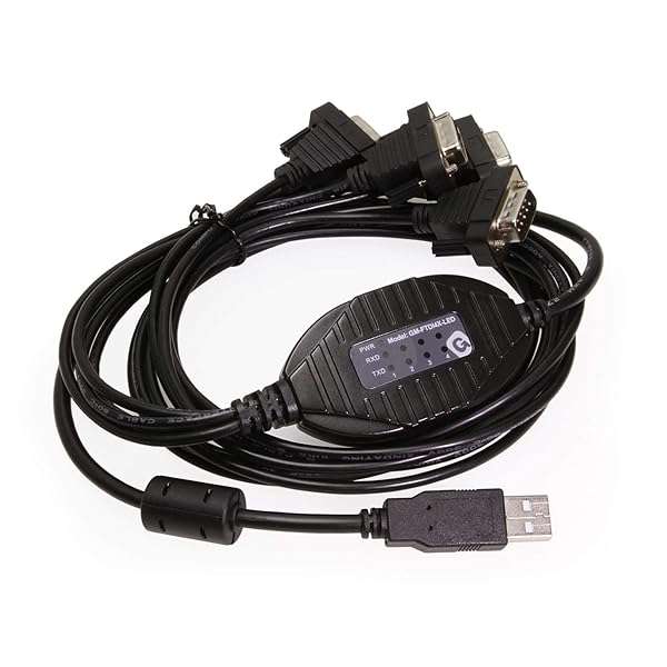 Gearmo 4 Port RS232 to USB FTDI Adapter with RX/TX Status LED - Fast Data Transfer & Easy Connectivity