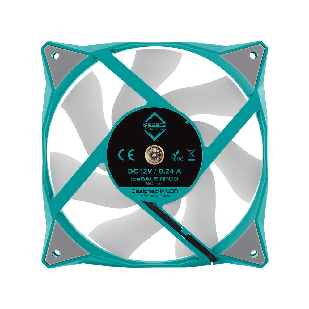 Iceberg Thermal IceGALE 120mm PWM Dual Ball Bearing ARGB Case Fan Teal for High Performance Cooling and Stunning RGB Lighting - View 4 of 6
