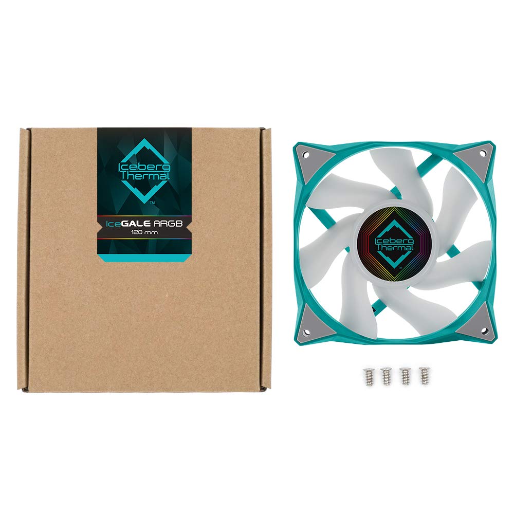 Iceberg Thermal IceGALE 120mm PWM Dual Ball Bearing ARGB Case Fan Teal for High Performance Cooling and Stunning RGB Lighting - View 6 of 6