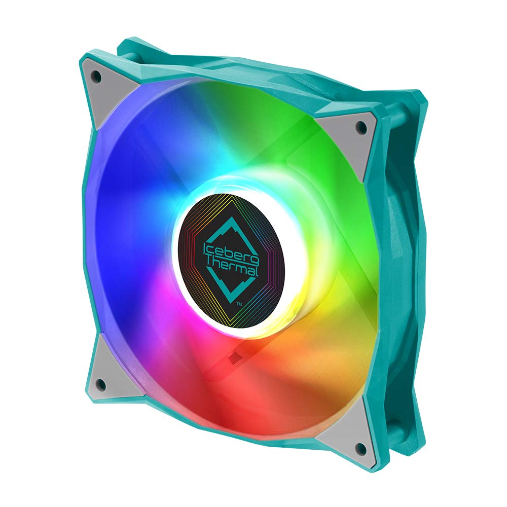 Iceberg Thermal IceGALE 120mm PWM Dual Ball Bearing ARGB Case Fan Teal for High Performance Cooling and Stunning RGB Lighting
