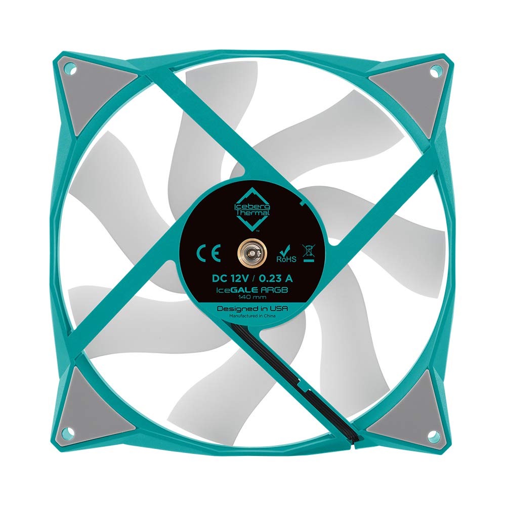 Iceberg Thermal IceGALE 140mm PWM Dual Ball Bearing ARGB Case Fan Teal for High Performance Cooling and Stunning RGB Lighting - View 4 of 6