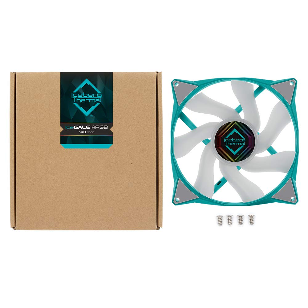 Iceberg Thermal IceGALE 140mm PWM Dual Ball Bearing ARGB Case Fan Teal for High Performance Cooling and Stunning RGB Lighting - View 5 of 6