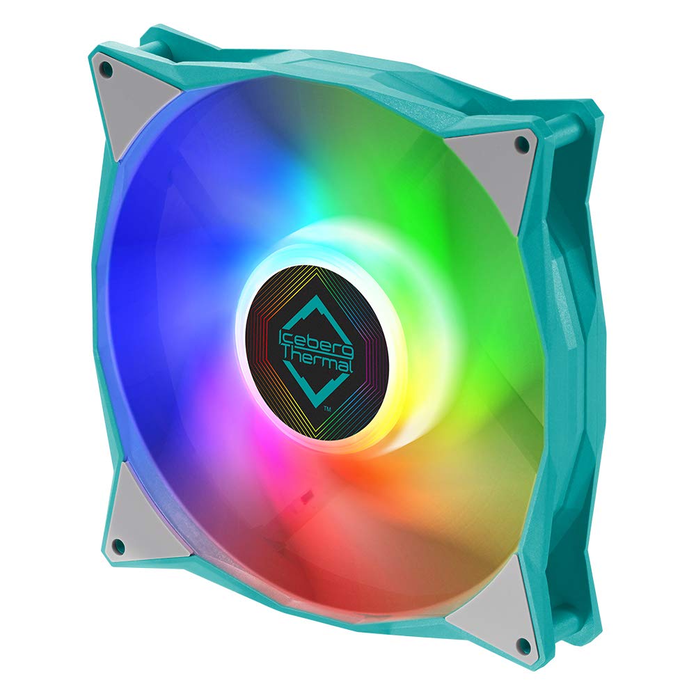 Iceberg Thermal IceGALE 140mm PWM Dual Ball Bearing ARGB Case Fan Teal for High Performance Cooling and Stunning RGB Lighting