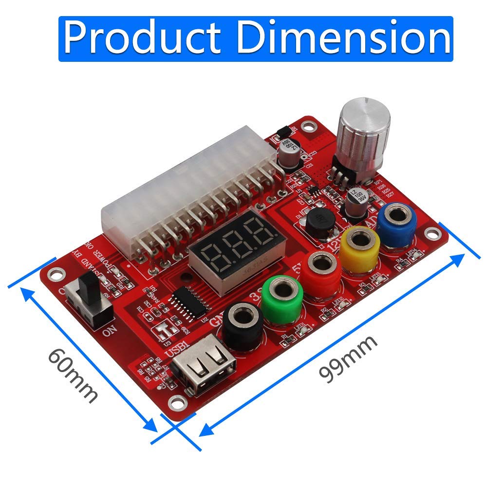 SUPERPLUS ATX Power Supply Breakout Board Acrylic Case Kit with Adjustable Voltage Knob Supports Multiple Outputs and Reset Protection - View 3 of 6