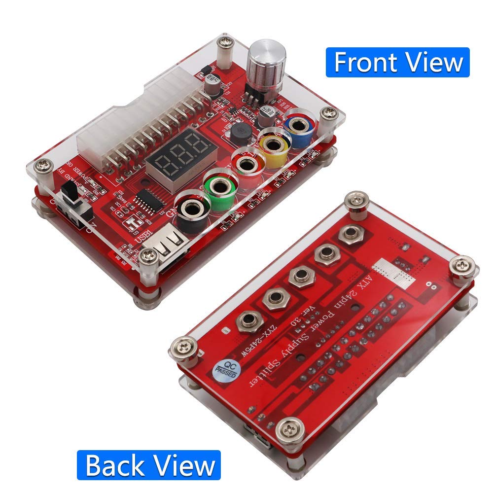SUPERPLUS ATX Power Supply Breakout Board Acrylic Case Kit with Adjustable Voltage Knob Supports Multiple Outputs and Reset Protection - View 6 of 6